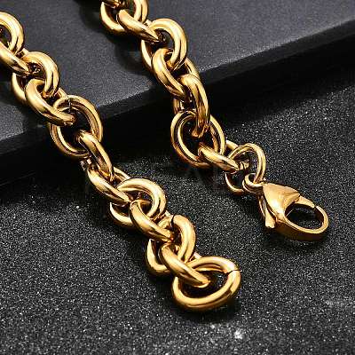 304 Stainless Steel Cable Chain Bracelets for Women BJEW-Q050-01B-G-1