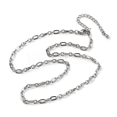 3.5MM 304 Stainless Steel Oval Link Chain Necklaces NJEW-T016-08P-1
