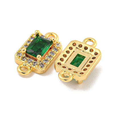 Brass Pave Clear & Green Cubic Zirconia Connector Charms KK-P275-45G-1