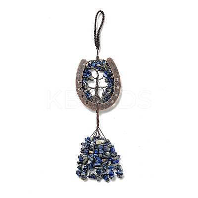 Natural Lapis Lazuli Chip Tree of Life Pendants Decoration G-F733-06F-1