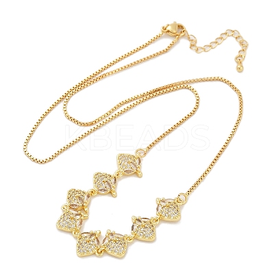 Brass Micro Pave Clear Cubic Zirconia Fruit Bib Necklaces NJEW-F342-01A-G-1