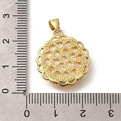 Brass Pave Natural White Shell Carved Angel Pendants KK-Z091-03G-1