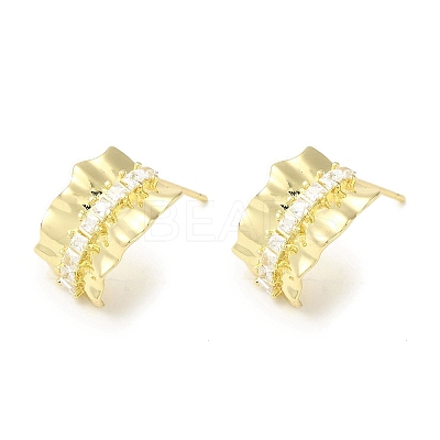 Brass Micro Pave Cubic Zirconia Studs Earring Findings LS-KK-K371-25G-1