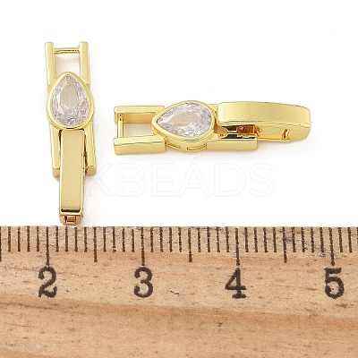 Rack Plating Brass Micro Pave Cubic Zirconia Watch Band Clasps KK-A234-016G-03-1