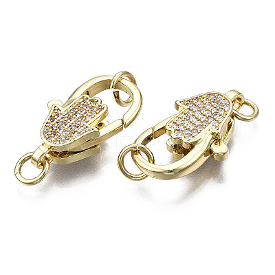 Brass Micro Pave Clear Cubic Zirconia Lobster Claw Clasps KK-Q769-031-NF-1
