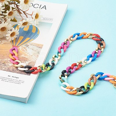Handmade Opaque Spray Painted Acrylic & CCB Plastic Curb Chains AJEW-J034-05-1