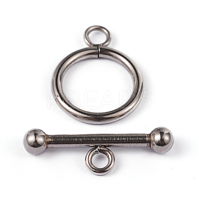 Non-Tarnish 304 Stainless Steel Ring Toggle Clasps X-STAS-L176-13P-1