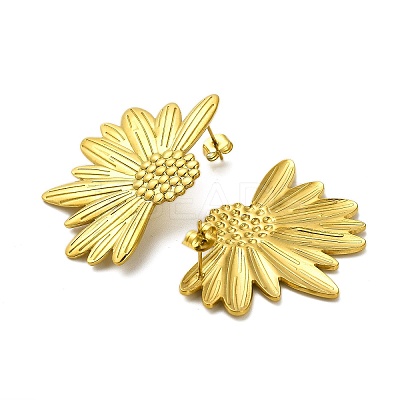 Sunflower 304 Stainless Steel Stud Earrings for Women EJEW-A117-02B-G-1