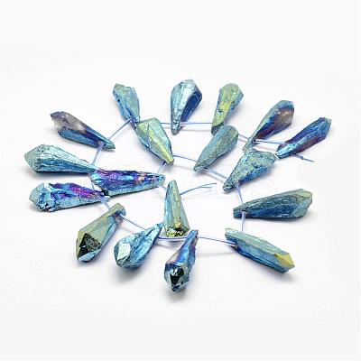 Electroplated Natural Quartz Crystal Beads Strands G-G890-A-05-1