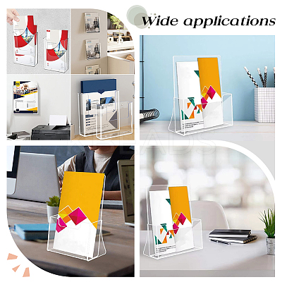 6Pcs 2 Styles Transparent Acrylic Wall Mounted Brochure Stand Rack AJEW-PH0005-86-1