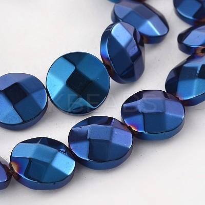 Electroplate Non-magnetic Synthetic Hematite Flat Round Bead Strands G-L368-05F-1