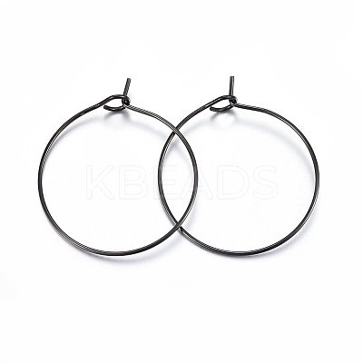 304 Stainless Steel Hoop Earring Settings Ion Plating(IP) STAS-H467-01B-25MM-1