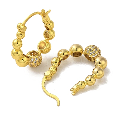 Rack Plating Brass Micro Pave Cubic Zirconia Hoop Earrings EJEW-R162-41G-1