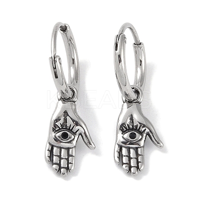 316 Surgical Stainless Steel Hand with Eye Hoop Earrings for Women EJEW-P274-09AS-1