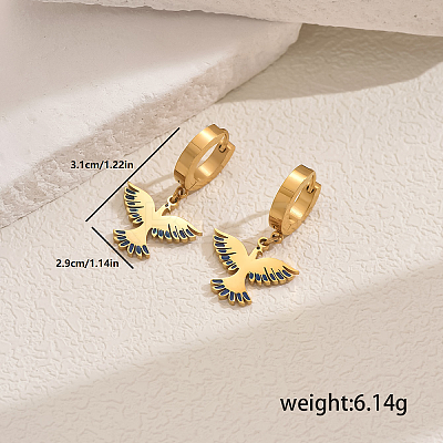 Metal Bird 201 Stainless Steel Hoop Earrings for Women Daily Versatile Jewelry SE6238-3-1