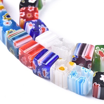 Cube Handmade Millefiori Glass Beads Strands LK-R004-26-1