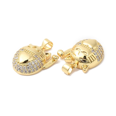 Brass Micro Pave Clear Cubic Zirconia Pendants ZIRC-L103-035G-1