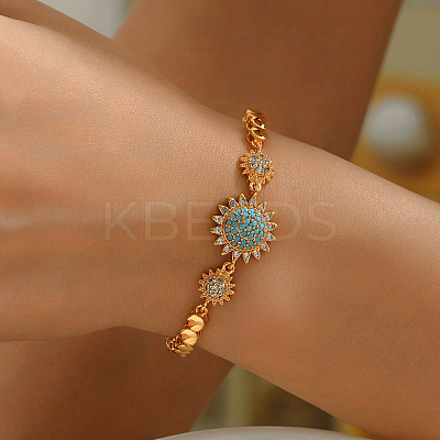 Sunflower Brass Link Bracelets for Women YB0749-1
