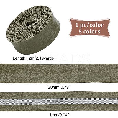 5Pcs 5 Colors Flat PU Leather Folded Edge Band LC-PH0001-09-1