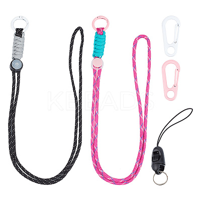 2 Sets 2 Colors Polyester Card Holder Lanyard AJEW-HY0001-41-1