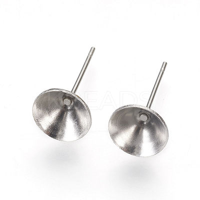 Non-Tarnish 304 Stainless Steel Post Stud Earring Settings STAS-I097-006E-P-1