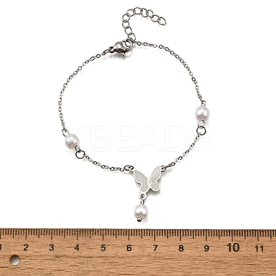 304 Stainless Steel Butterfly Link Bracelets BJEW-C098-01A-P-1