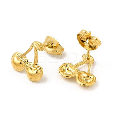 Ion Plating(IP) 304 Stainless Steel Stud Earrings for Women LS-EJEW-I281-40G-1