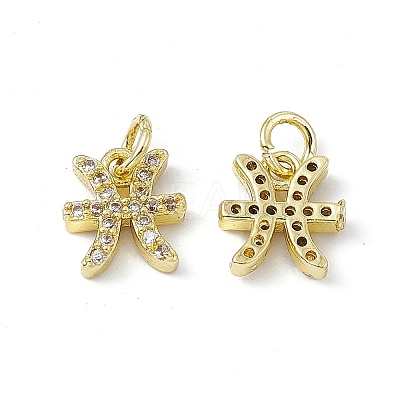Real 18K Gold Plated Brass Micro Pave Clear Cubic Zirconia Charms KK-E068-VB411-12-1