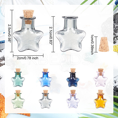 8Pcs 8 Colors Mini High Borosilicate Glass Bottle Bead Containers BOTT-DR0001-01-1