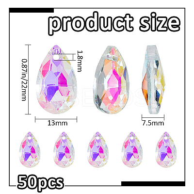 50Pcs Glass Faceted Teardrop Beads FIND-FH0016-62-1
