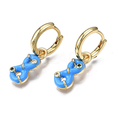 Brass Micro Pave Cubic Zirconia Huggie Hoop Earrings EJEW-T014-44G-NF-1