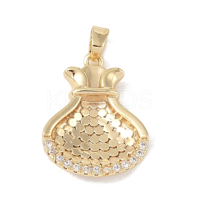 Brass Micro Pave Clear Cubic Zirconia Pendants KK-P273-08G-1