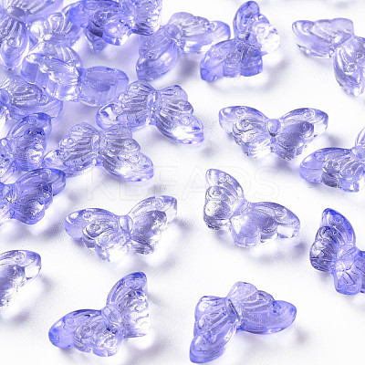 Transparent Spray Painted Glass Beads GLAA-S190-018-1