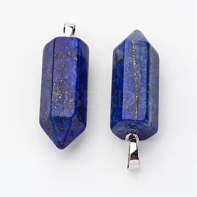 Brass Natural Lapis Lazuli Pendants G-O160-03E-1