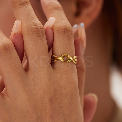 Fashionable 304 Stainless Steel Hollow Oval Link Chain Cuff Rings BI7933-5-1