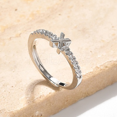 S925 Sterling Silver Adjustable Letter Rings for Women RJEW-M068-01P-X-1