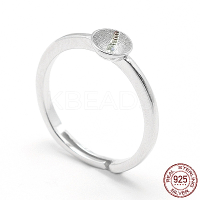 Anti-Tarnish Rhodium Plated 925 Sterling Silver Finger Design Ring Mounts Fittings with Pearl Seat STER-E060-15P-1
