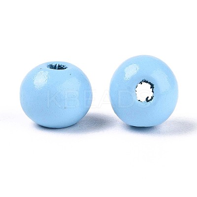 Spray Painted Round Natural Schima Wood Beads WOOD-A018-8mm-18-1