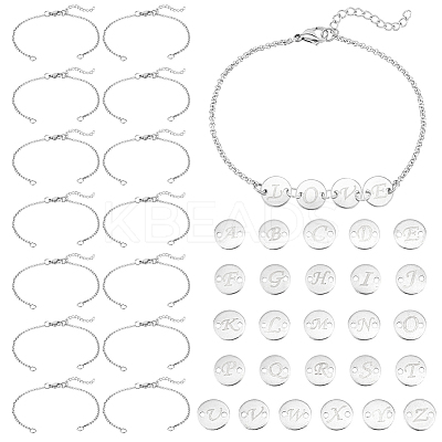 Initial Alphabet 304 Stainless Steel Link Bracelets DIY Makings Kit DIY-UN0056-21-1