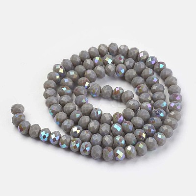 Electroplate Opaque Solid Color Glass Beads Strands X1-EGLA-A034-P6mm-L13-1