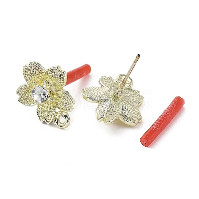 Rack Plating Alloy Flower Stud Earrings Finding EJEW-B030-13G-1