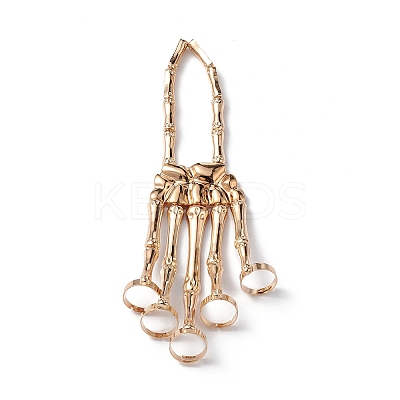 Halloween Themed Skull Alloy Full Hand Ring Bracelet LS-BJEW-L680-01G-1