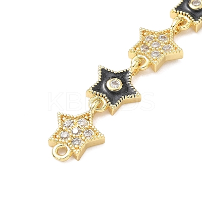 Brass Micro Pave Clear Cubic Zirconia 7 Star Links Connector Charms KK-H539-16G-1
