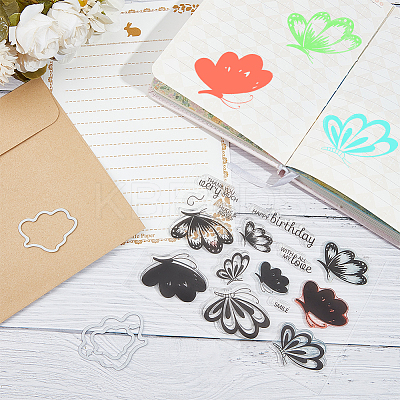 1Pc Butterfly Clear Silicone Stamps DIY-CP0009-56-1