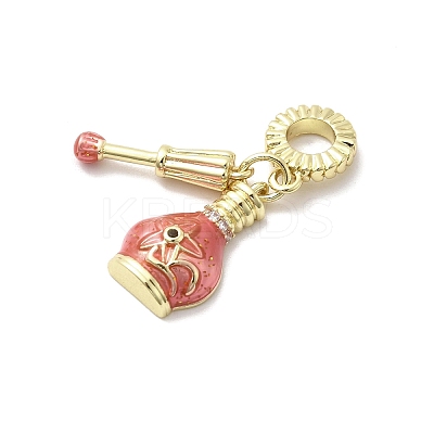 Brass Micro Pave Clear Cubic Zirconia European Dangle Charms KK-A278-08G-01-1