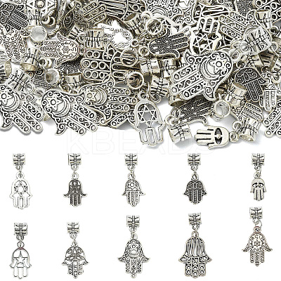 60Pcs 10 Colors Alloy European Dangle Charms PALLOY-CJ00187-1