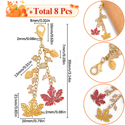 8Pcs Thanksgiving Day Alloy & Acrylic Pendant Decorations HJEW-SC0001-76A-1