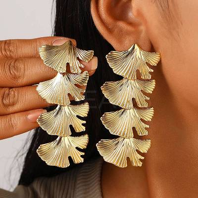 Alloy Dangle Stud Earrings EJEW-B136-02KCG-01-1