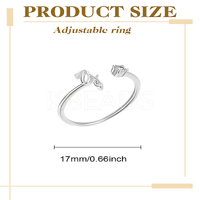 1Pc Letter Brass Rhinestone Open Cuff Rings for Women AJEW-LP0004-47Y-S-1