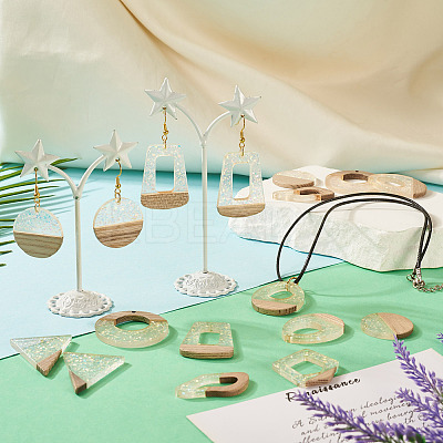 16Pcs 8 Style Wooden Pendants FIND-TA0005-92-1